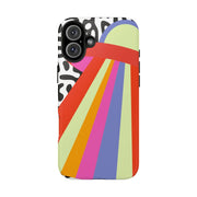 Retro Mod UFO Rainbow Beam Tough Phone Case LavenderCeleste