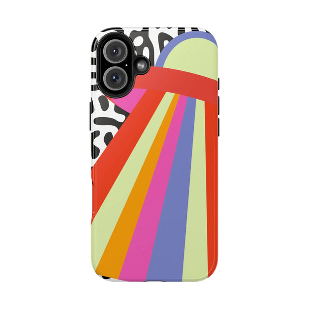 Retro Mod UFO Rainbow Beam Tough Phone Case LavenderCeleste