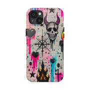 Skull Occult Neon Drip Pastel Goth Tough Phone Case LavenderCeleste
