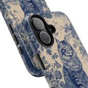 Maine Coon Toile Tough Phone Case – Vintage Blue Floral Cat Pattern - LavenderCeleste