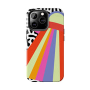Retro Mod UFO Rainbow Beam Tough Phone Case LavenderCeleste