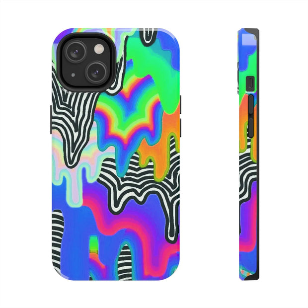 Trippy Technicolor Drip Retro Tough Phone Case LavenderCeleste