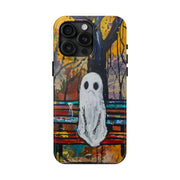 Sad Ghost on Park Bench Abstract Art Phone Case LavenderCeleste