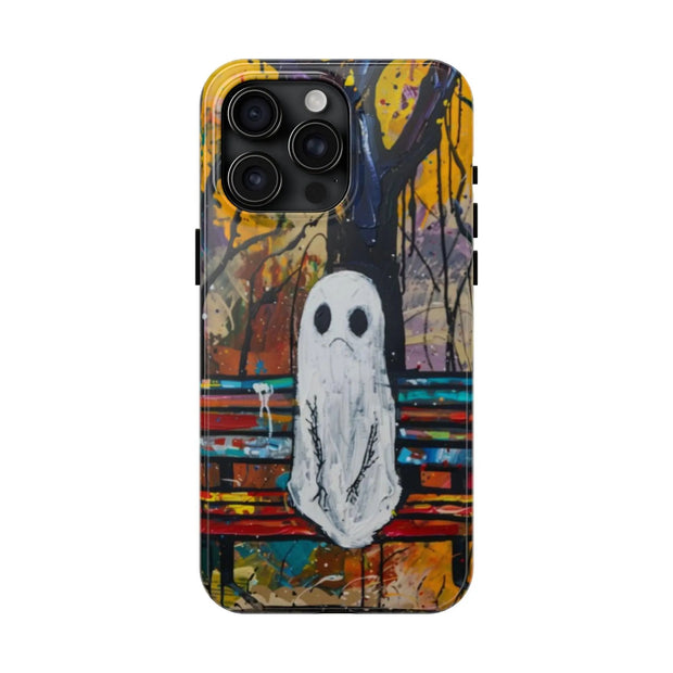 Sad Ghost on Park Bench Abstract Art Phone Case LavenderCeleste