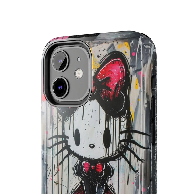 Goth Bow Cat Graffiti Pop Art Tough Phone Case LavenderCeleste