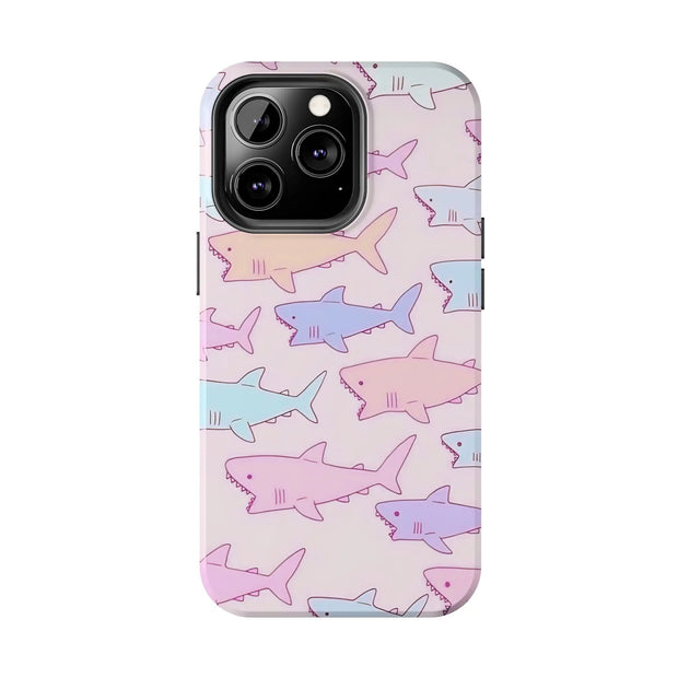 Pastel Shark Pattern Tough Phone Case Printify