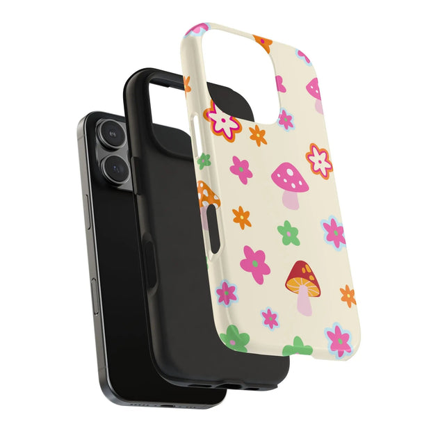 Retro Mushroom Flower Power Tough Phone Case LavenderCeleste
