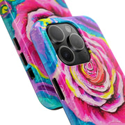 Vibrant Pink Rose Abstract Tough Phone Case LavenderCeleste