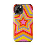 Retro Rainbow Star Groovy Tough Phone Case LavenderCeleste