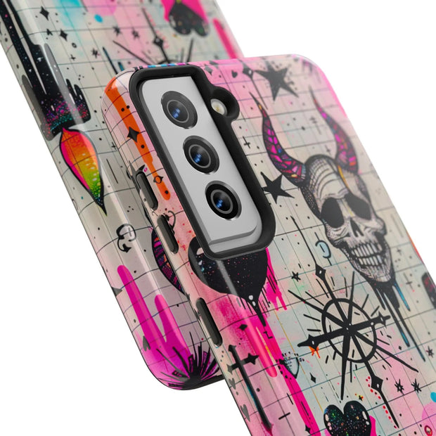 Skull Occult Neon Drip Pastel Goth Tough Phone Case LavenderCeleste
