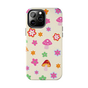 Retro Mushroom Flower Power Tough Phone Case LavenderCeleste