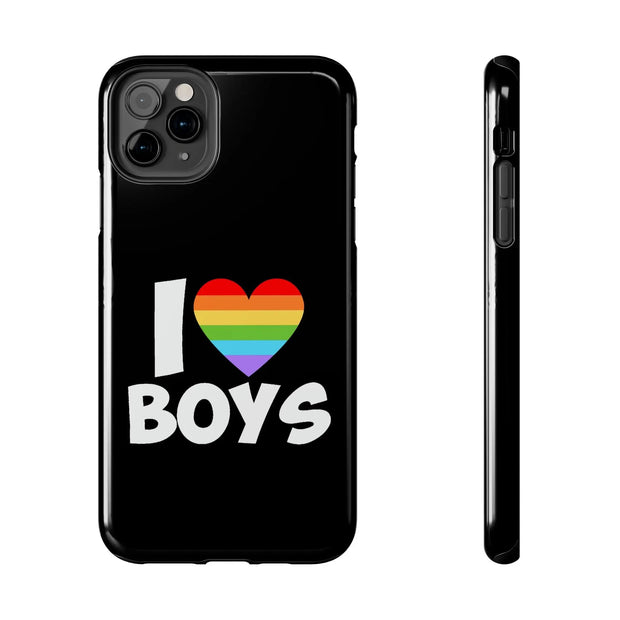 I Love Boys Pride Tough Phone Case – LGBTQ+ Rainbow Heart Design