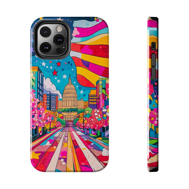 Washington DC Psychedelic Capitol Rainbow Tough Phone Case LavenderCeleste
