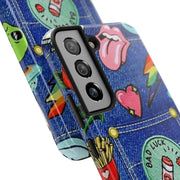 Retro Kidcore Denim Patch Tough Phone Case LavenderCeleste