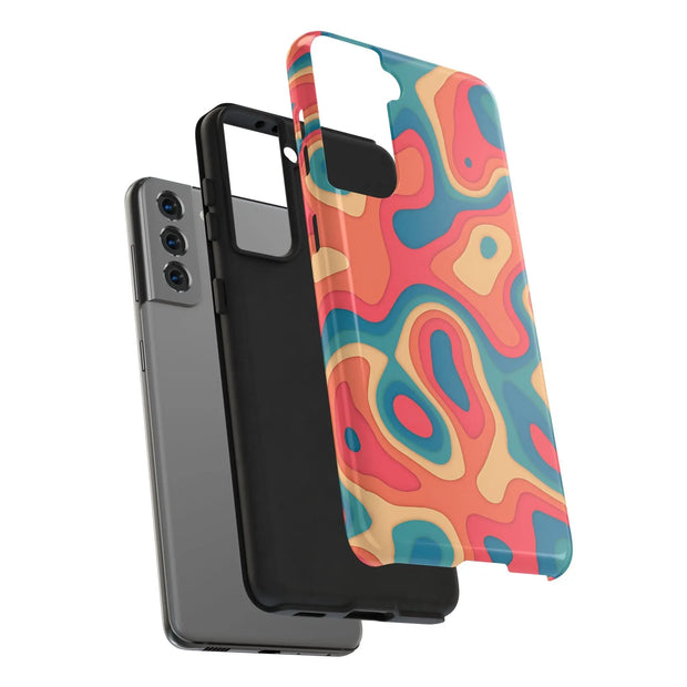 Retro Coral Abstract Mid-Century Tough Phone Case LavenderCeleste