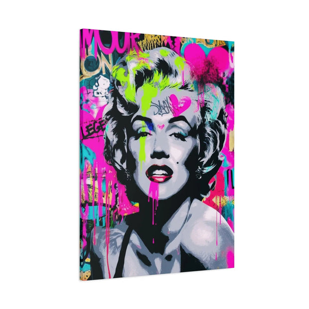Marilyn Monroe Graffiti Matte Canvas – Neon Pop Art Street Style Wall Decor - LavenderCeleste