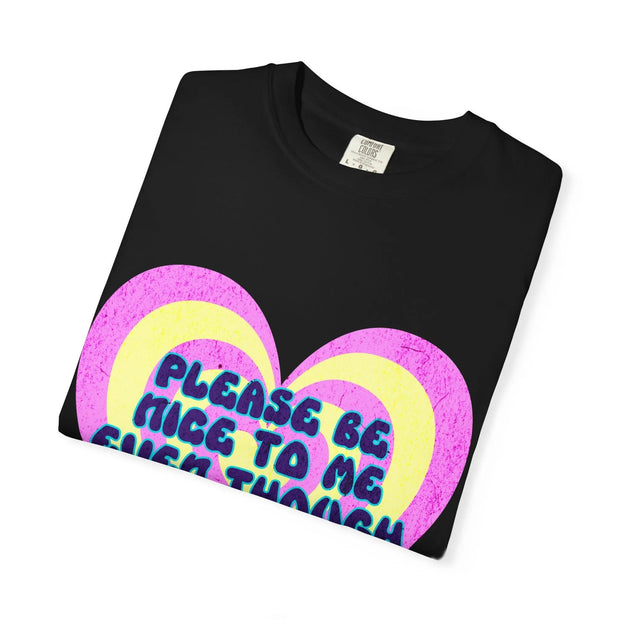 Please Be Nice To Me Retro Heart Graphic Tee LavenderCeleste