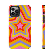 Retro Rainbow Star Groovy Tough Phone Case LavenderCeleste