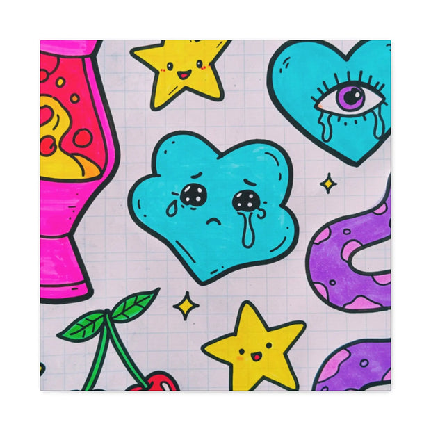 Kawaii Lava Lamp Sad Cloud Snake Matte Canvas Print LavenderCeleste