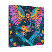 Psychedelic Guitar Angel Matte Canvas Art LavenderCeleste
