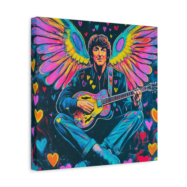 Psychedelic Guitar Angel Matte Canvas Art LavenderCeleste
