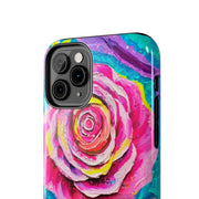 Vibrant Pink Rose Abstract Tough Phone Case LavenderCeleste
