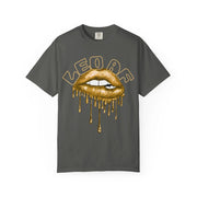 Leo AF Dripping Lips Comfort Colors Tee – Gold Bold Zodiac Energy
