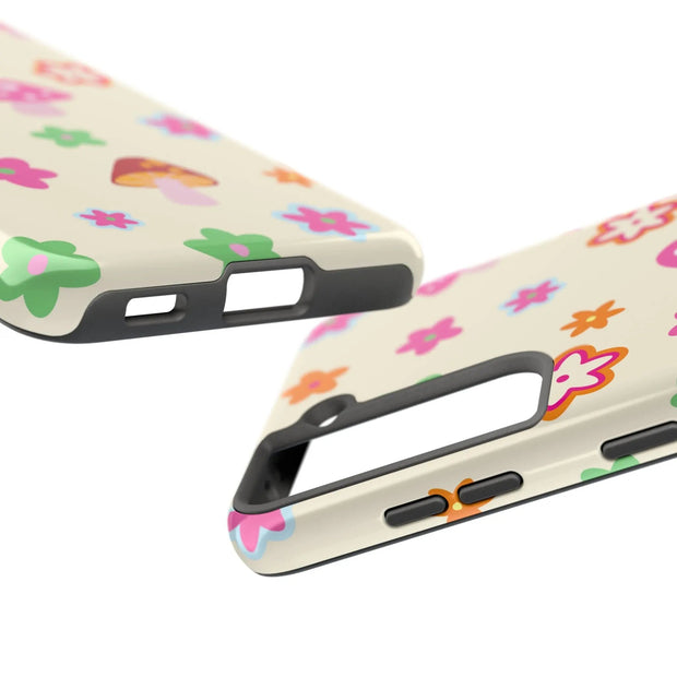 Retro Mushroom Flower Power Tough Phone Case LavenderCeleste