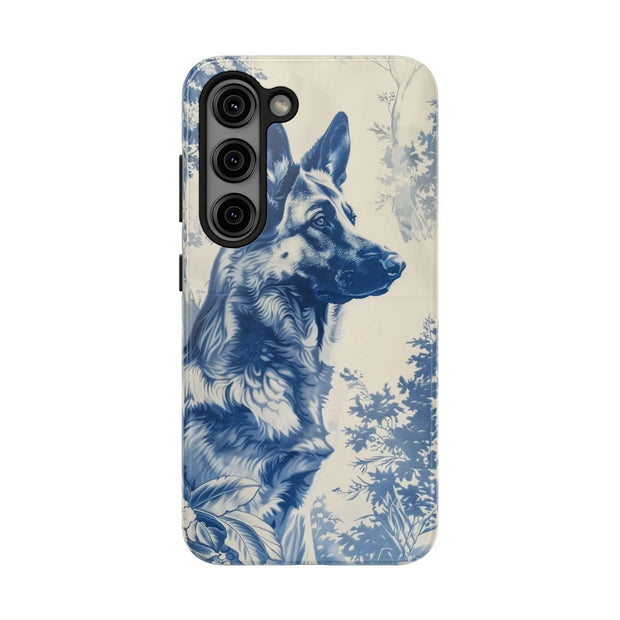 Blue Toile German Shepherd Scenic Tough Phone Case LavenderCeleste