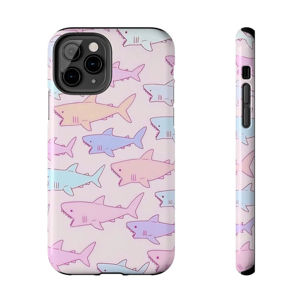 Pastel Shark Pattern Tough Phone Case Printify
