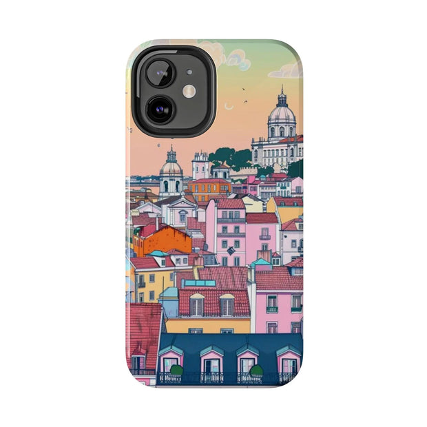 Lisbon Portugal Tough Phone Case – Pastel City Skyline Aesthetic