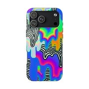 Trippy Technicolor Drip Retro Tough Phone Case LavenderCeleste