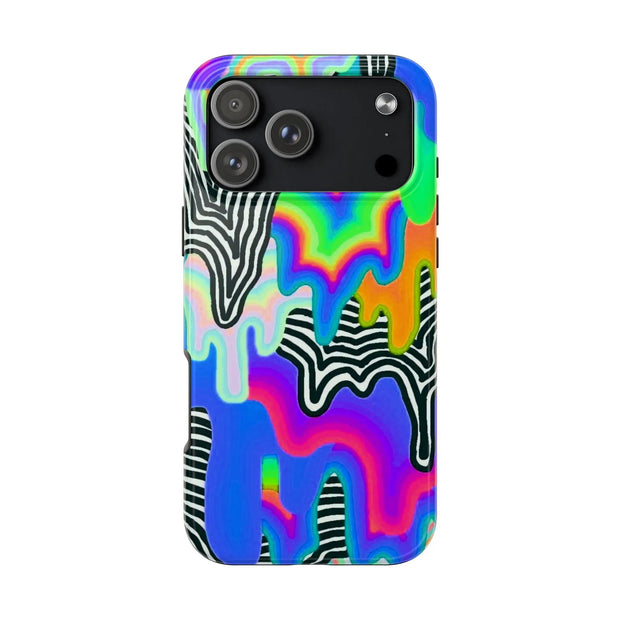 Trippy Technicolor Drip Retro Tough Phone Case LavenderCeleste