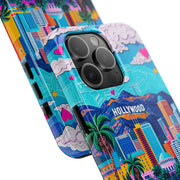 Los Angeles Hollywood Skyline Tough Phone Case – Vibrant Pop Art City Design - LavenderCeleste