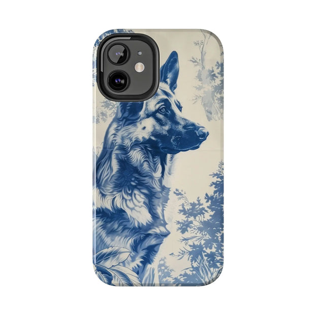 Blue Toile German Shepherd Scenic Tough Phone Case LavenderCeleste