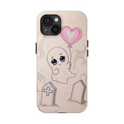 Sad Ghost with Heart Balloon Kawaii Tough Phone Case LavenderCeleste