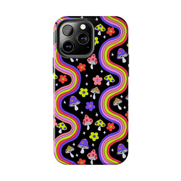 Groovy Mushroom Rainbow Tough Phone Case LavenderCeleste