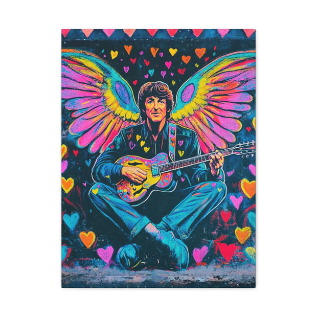 Psychedelic Guitar Angel Matte Canvas Art LavenderCeleste