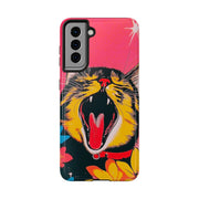 Yawning Cat Pop Art Bright Retro Aesthetic Tough Phone Case LavenderCeleste