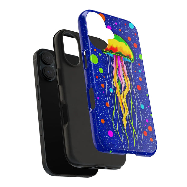 Vibrant Neon Jellyfish Cosmic Sea Tough Phone Case