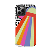 Retro Mod UFO Rainbow Beam Tough Phone Case LavenderCeleste