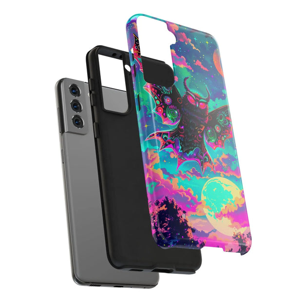 Mothman Tough Phone Case – Psychedelic Neon Cryptid Aesthetic - LavenderCeleste