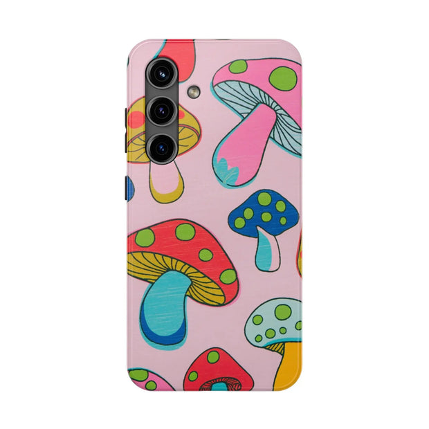 Retro Groovy Mushroom Tough Phone Case LavenderCeleste