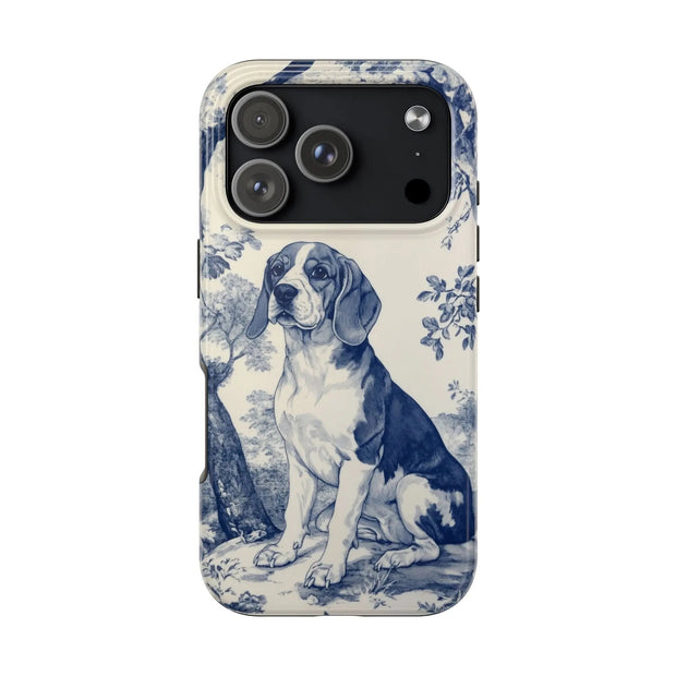 Blue Toile Beagle Country Scenic Tough Phone Case LavenderCeleste