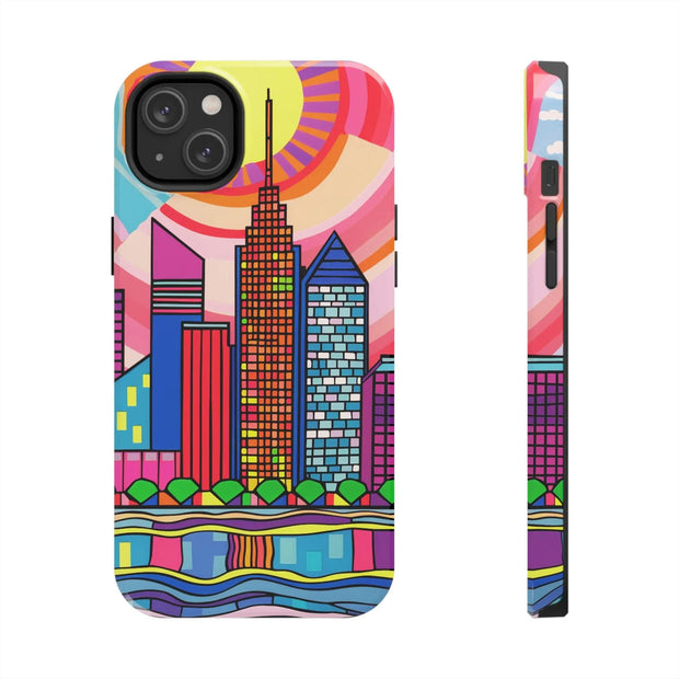 Tulsa Oklahoma Retro Pop Skyline Tough Phone Case LavenderCeleste