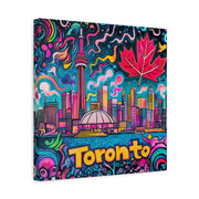 Toronto Pop Art Skyline Matte Canvas Wall Art LavenderCeleste