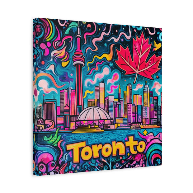 Toronto Pop Art Skyline Matte Canvas Wall Art LavenderCeleste