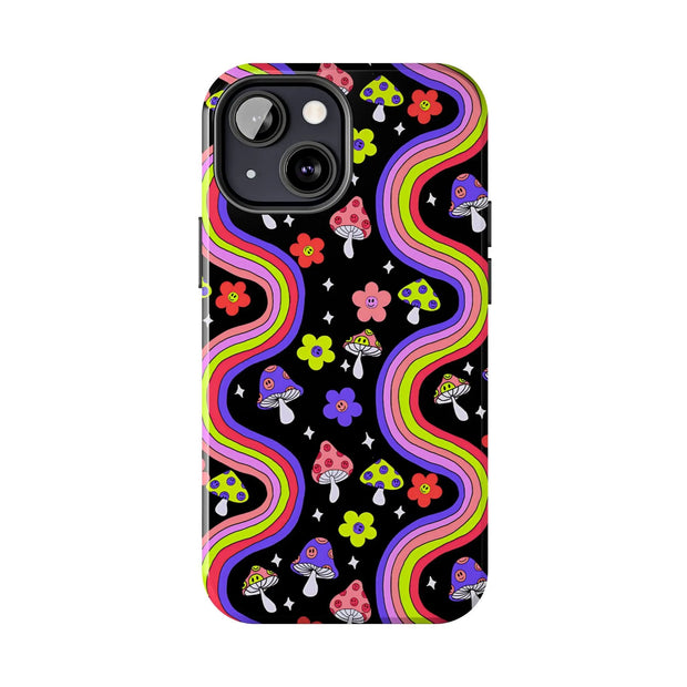 Groovy Mushroom Rainbow Tough Phone Case LavenderCeleste