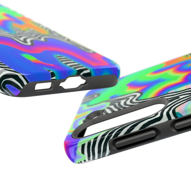 Trippy Technicolor Drip Retro Tough Phone Case LavenderCeleste