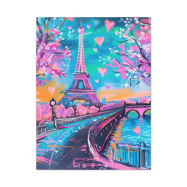Pink Paris Eiffel Tower Dreamy Matte Canvas Art LavenderCeleste
